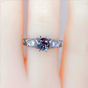 14K Black Gold Alexandrite Celtic Engagement Ring