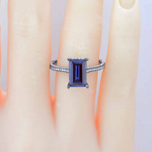 Load image into Gallery viewer, 4ct Emerald Cut Alexandrite Black Gold Engagement Ring
