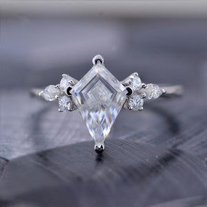 2.5 Carat Kite Moissanite Engagement Ring. 2.5CT Fancy Shape Moissanite Ring