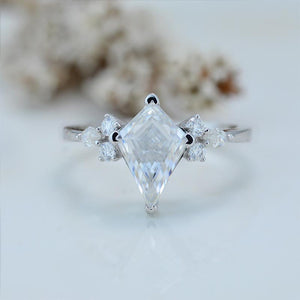 2.5 Carat Kite Moissanite Engagement Ring. 2.5CT Fancy Shape Moissanite Ring