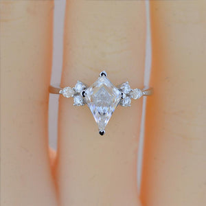 2.5 Carat Kite Moissanite Engagement Ring. 2.5CT Fancy Shape Moissanite Ring