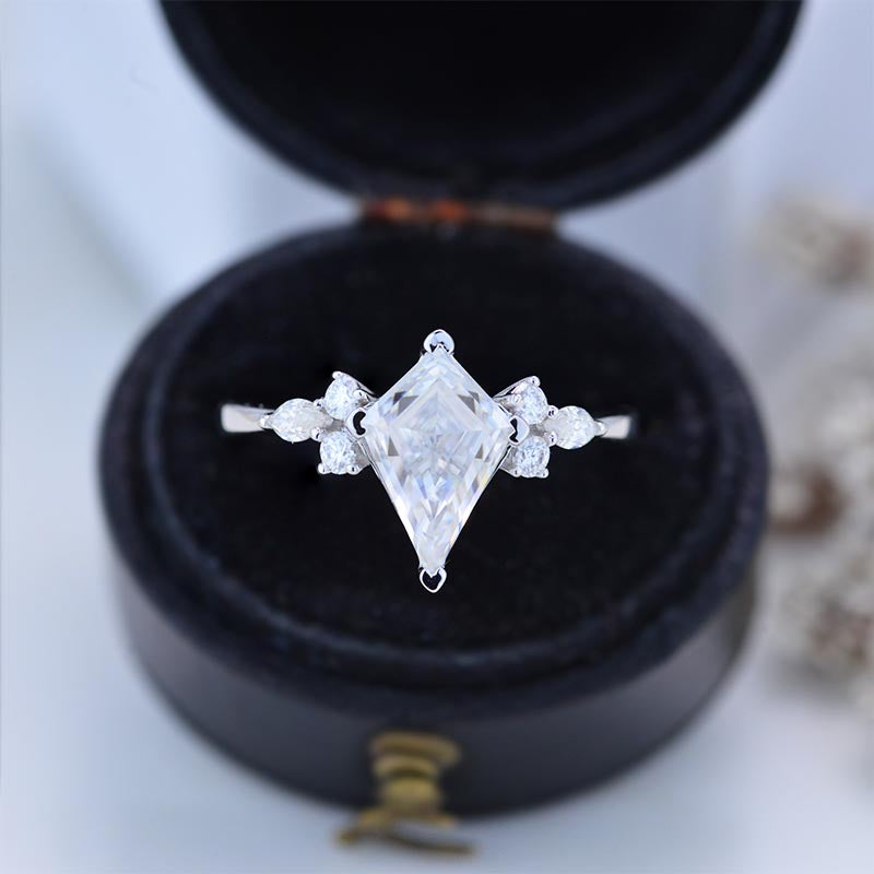 2.5 Carat Kite Moissanite Engagement Ring. 2.5CT Fancy Shape Moissanite Ring