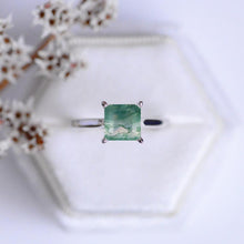 Load image into Gallery viewer, 2 Carat  Princess Cut Genuine Moss Agate White Gold Giliarto Engagement Ring
