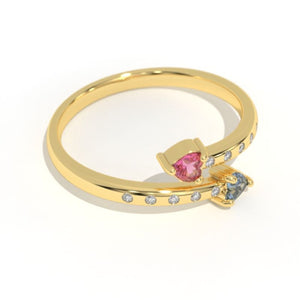 0.3 Carat Giliarto Sapphire Ruby Gold Promissory Ring