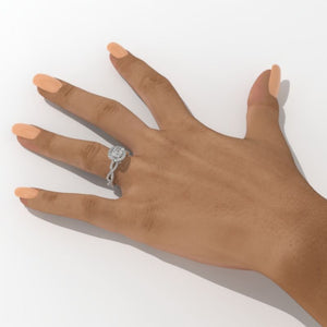 0.7 Carat GIA Diamond Halo Engagement Ring
