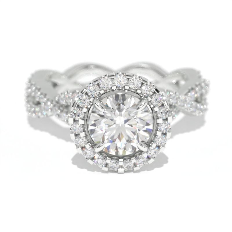0.7 Carat GIA Diamond Halo Twisted  Engagement Ring