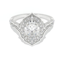 Load image into Gallery viewer, Oval Moissanite Halo Engagement Ring
