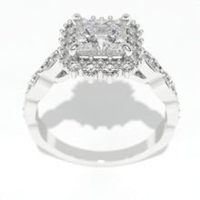 Load image into Gallery viewer, 14K White Gold 1.5 Carat Princess Moissanite Halo Engagement Ring
