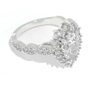 14K White Gold 1.5 Carat Pear Moissanite Halo Engagement Ring