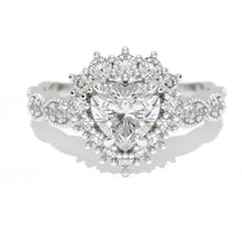 Load image into Gallery viewer, 14K White Gold 1.5 Carat Heart Moissanite Halo Engagement Ring
