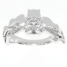 Load image into Gallery viewer,  Moissanite White Gold Engagement Leaves Ring
