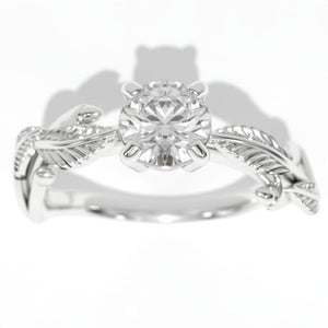 0.7 Carat GIA Diamond White Gold Engagement Floral Ring