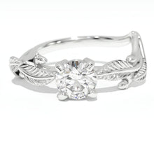 Load image into Gallery viewer, 0.7 Carat GIA Diamond White Gold Engagement Floral Ring
