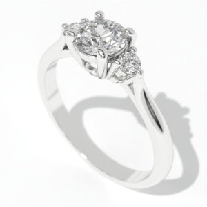 1 Carat Three Stone Giliarto Moissanite White Gold Engagement  Ring