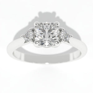 0.7 Carat GIA Diamond Three Stones  Engagement 14K White Gold Ring