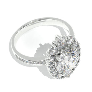 14K White Gold 2 Carat Round Moissanite Halo Engagement Ring