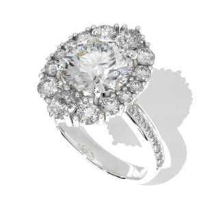 14K White Gold 2 Carat Round Moissanite Halo Engagement Ring