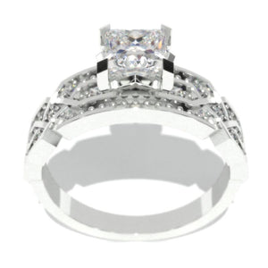1.0 Carat Princess Cut Moissanite  Engagement Ring I 14K White Gold