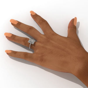2.0 Carat Emerald Cut Moissanite Halo  Gold Engagement Ring
