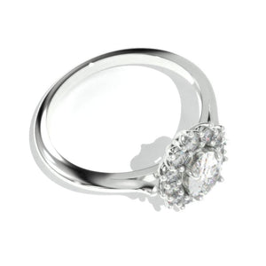 1.0 Carat Oval  Moissanite  Halo Engagement Ring I 14K White Gold Ring