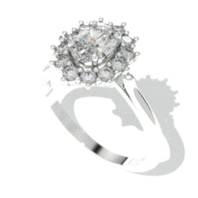 Load image into Gallery viewer, 1.0 Carat Oval  Moissanite  Halo Engagement Ring I 14K White Gold Ring
