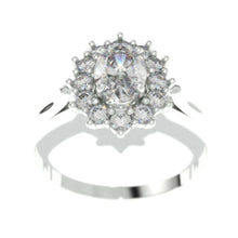 Load image into Gallery viewer, 1.0 Carat Oval  Moissanite  Halo Engagement Ring I 14K White Gold Ring

