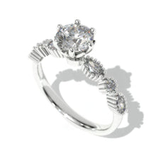 Load image into Gallery viewer, 1.0 Carat Moissanite  Gold Ring 14K White  Gold-6 Accent
