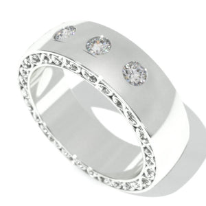 0.9 Carat Moissanites 14K White Gold Celtic Wedding  Ring For Her and Him.