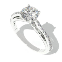 Load image into Gallery viewer, 1.0 Carat Moissanite Engagement Ring 14K White Gold  Ring-0.5 C.T.W
