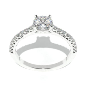 1.0 Carat Moissanite Diamond Engagement Ring 14K White and Rose Gold  Ring-18 Natural  Diamond