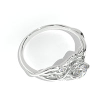 Load image into Gallery viewer, Moissanite White Gold Engagement Lattice Floral Accented Ring
