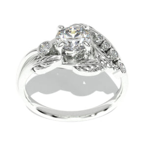 1 Carat Giliarto Moissanite White Gold Engagement Floral Ring