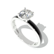 Load image into Gallery viewer, 1 Carat Giliarto Moisanite  Gold Black Enamel Engagement Promissory Ring
