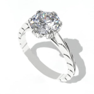 Moissanite  Floral 6 Prong Engagement Ring