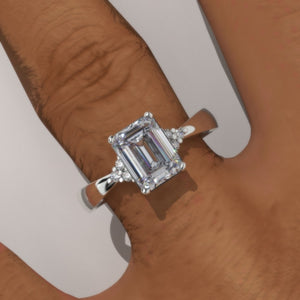 Moissanite Emerald Cut Engagement Gold Ring