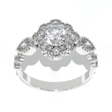 Load image into Gallery viewer, 14K White Gold 1 Carat Round  Moissanite Halo Engagement Ring
