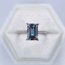 Load image into Gallery viewer, 4ct Emerald Cut Alexandrite  Black Gold Engagement Ring
