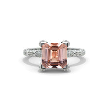 Load image into Gallery viewer, 2.5 Carat Princess Cut Genuine Peach Morganite White Gold Giliarto Engagement Ring
