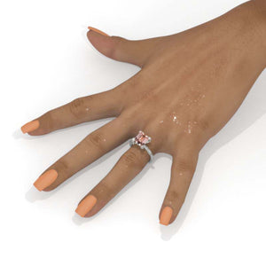 2.5 Carat Princess Cut Genuine Peach Morganite White Gold Giliarto Engagement Ring