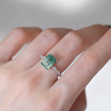 Load image into Gallery viewer, 3 Carat Emerald Cut Genuine Moss Agate Vintage Ring
