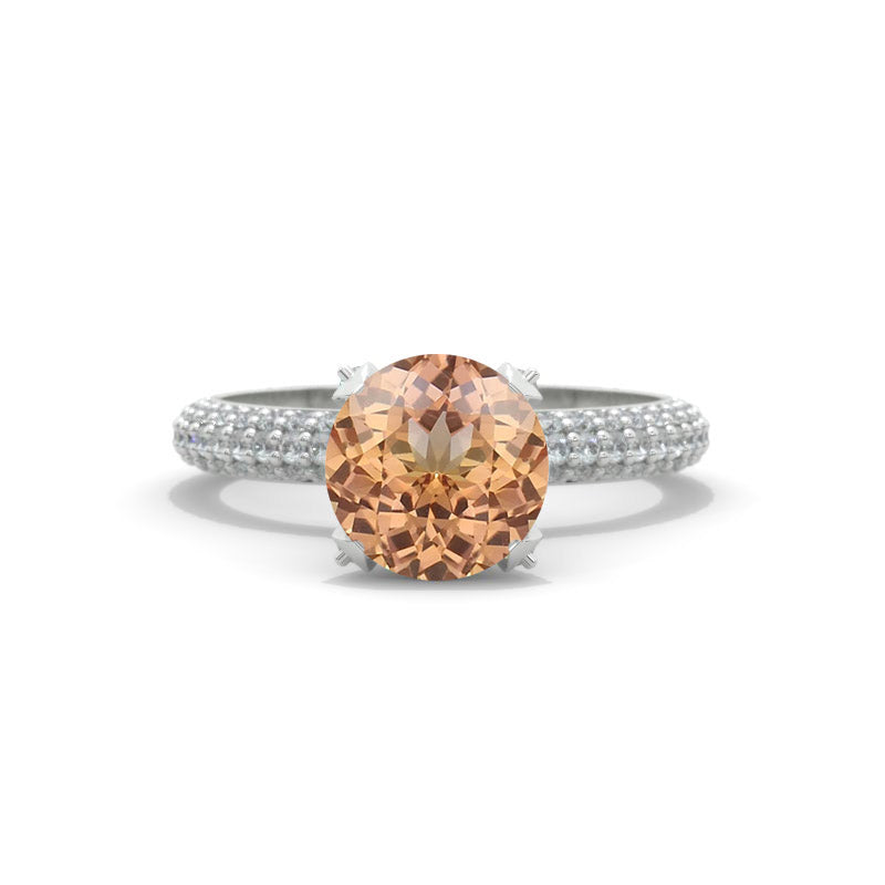 2 Carat Genuine Peach Morganite White Gold Engagement Ring