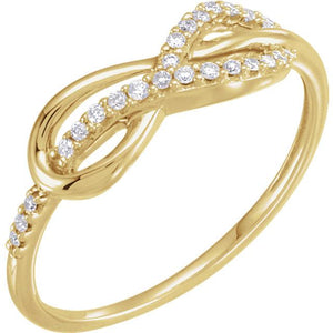 Infinity-Inspired Knot Ring 14K Yellow Gold 1/10 CTW Diamond - Giliarto