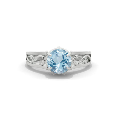 Ascella 2.6 Carat Genuine Aquamarine White Gold Engagement Ring