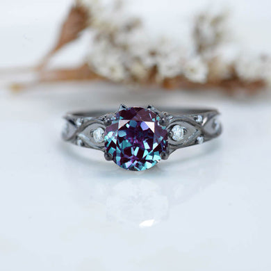 2 Carat 14K Black Gold Alexandrite Celtic Engagement Ring
