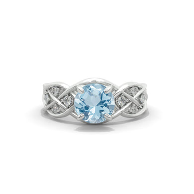 2.0 Carat Genuine Aquamarine Lattice Engagement Ring