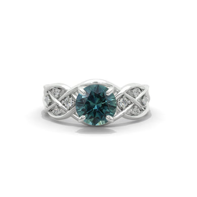 2.0 Carat Teal Sapphire Lattice Engagement Ring