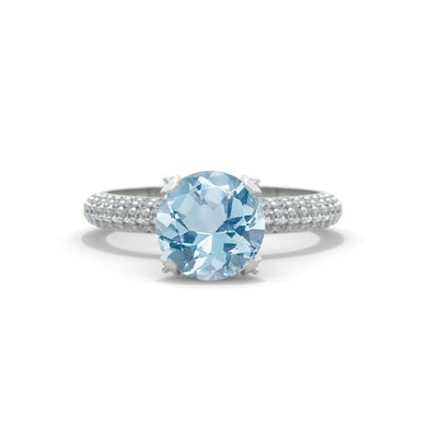 2 Carat Genuine Aquamarine White Gold Engagement Ring