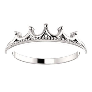 Stackable Crown Ring 14K White Gold - Giliarto