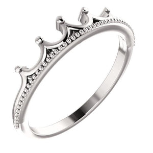 Stackable Crown Ring 14K White Gold - Giliarto