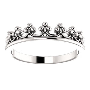 Stackable Crown 14K White Gold Ring - Giliarto